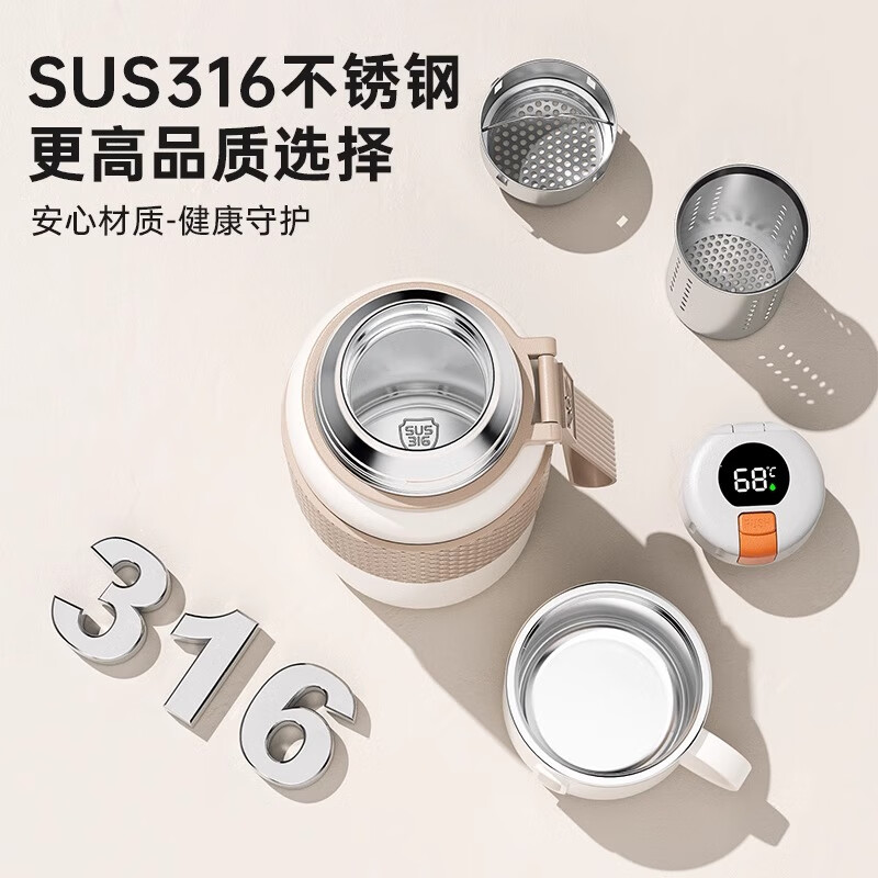 皇家洛克 ROYALLOCKE保温杯316不锈钢高颜值男女士大容量带盖泡茶水杯学生杯子 38礼物 本色550ml+帕恰狗贴纸