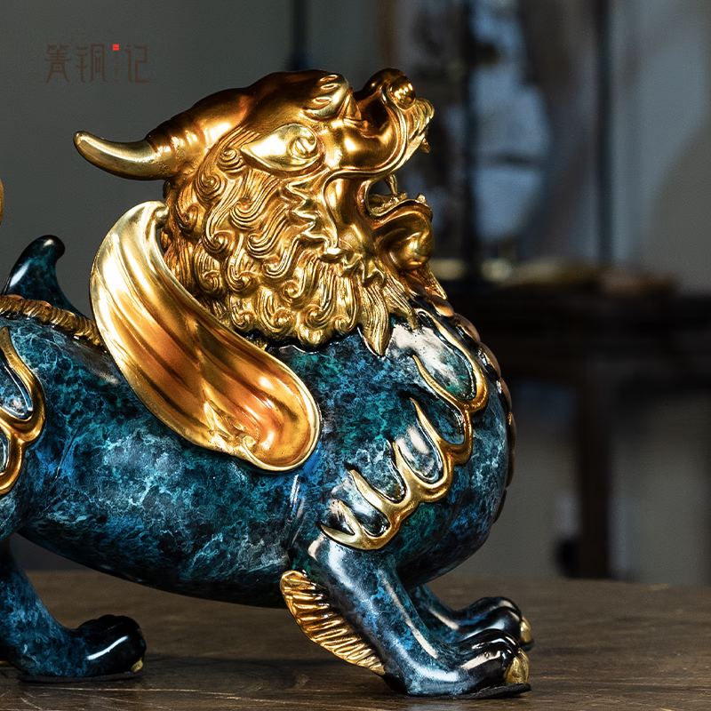 箐铜记《招财进宝》飞天貔貅一对铜摆件家居装饰品客厅玄关礼品 飞天霸王貔貅一对 大号 新中式