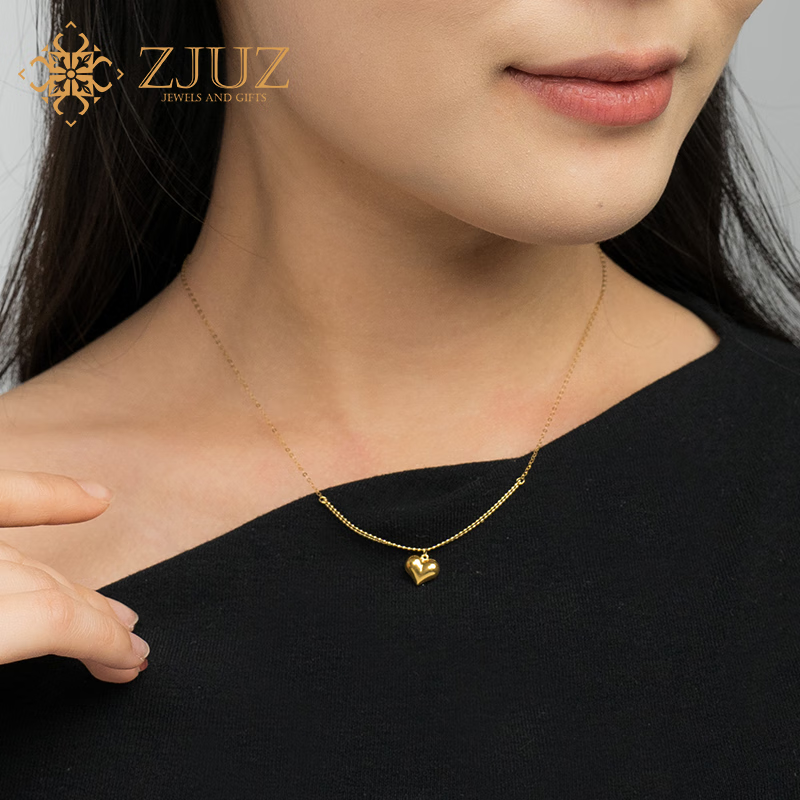 ZJUZ爱心套链K金项链2023新款秋冬au750彩金锁骨链颈饰项链18k金 18K黄金色 45cm
