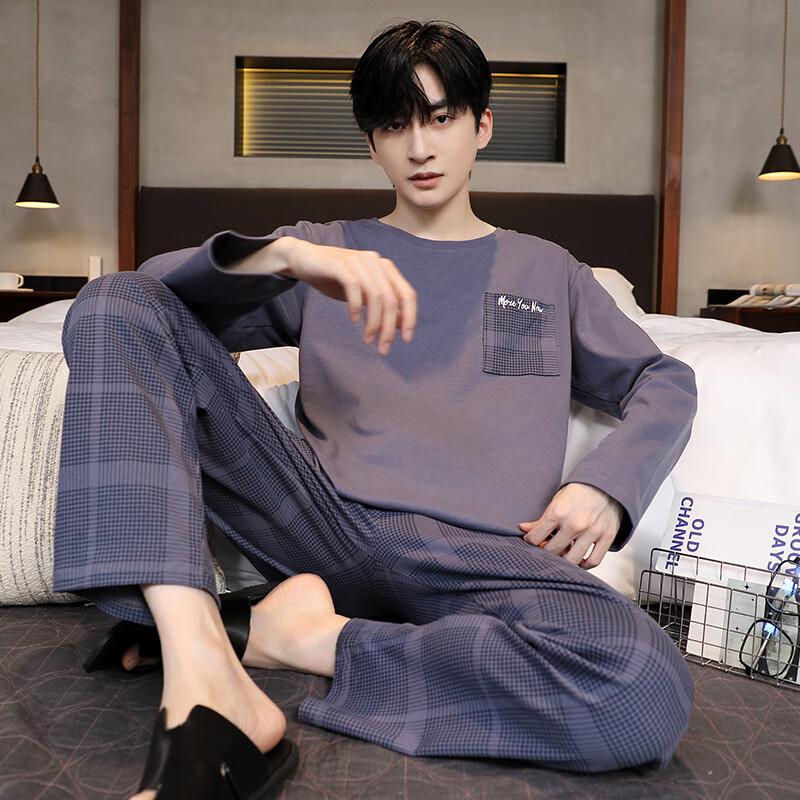 猫人精梳纯棉 180g 圆领男士家居服可外穿100%纯棉2025春季新品 49M75084 2XL