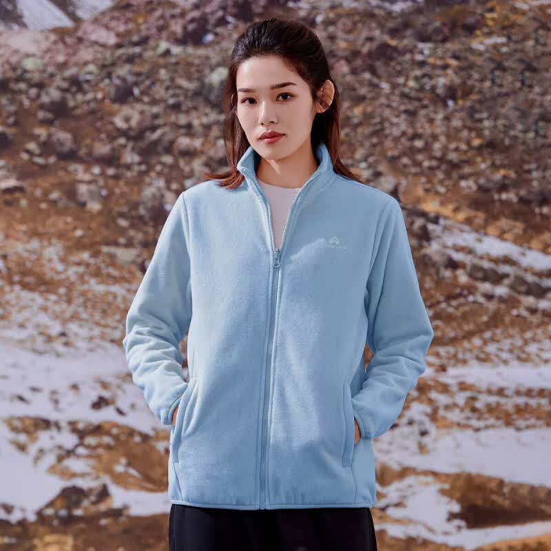 拓路者冲锋衣内胆摇粒绒外套女春季抓绒衣立领春装户外休闲开衫外套女 冰川蓝 S