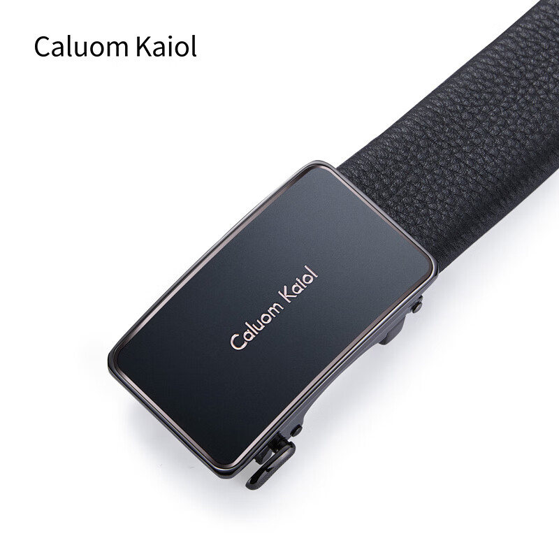 Caluom Kaiol品牌皮带男真皮自动扣男士腰带头层牛皮裤带圣诞礼物送男友 【专柜礼盒】8035A玫瑰金色/内穿式 110cm -130cm默认随机(可修剪)