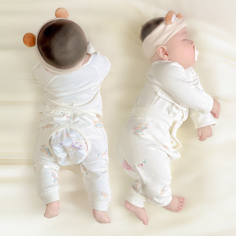 wua·wua【孕妈有礼】新生儿衣服半背衣开裆裤套装婴儿衣服0-1-3月分体52 童趣屋半背衣两件(四季款) 59 (建议1-3月 8-12斤)