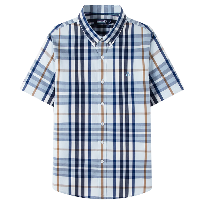 Navigare意大利小帆船男士25春夏季新品休閑簡(jiǎn)約風(fēng)外套棉質(zhì)親膚百搭上衣男 寶藍(lán)格紋 L
