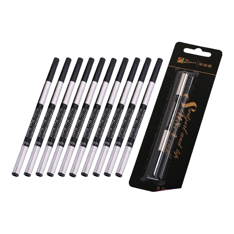 畢加索（pimio） 純黑寶珠筆芯/簽字筆筆芯 螺紋金屬水筆芯/替芯 畢加索筆芯 【筆芯10支裝送2支】0.7 推薦