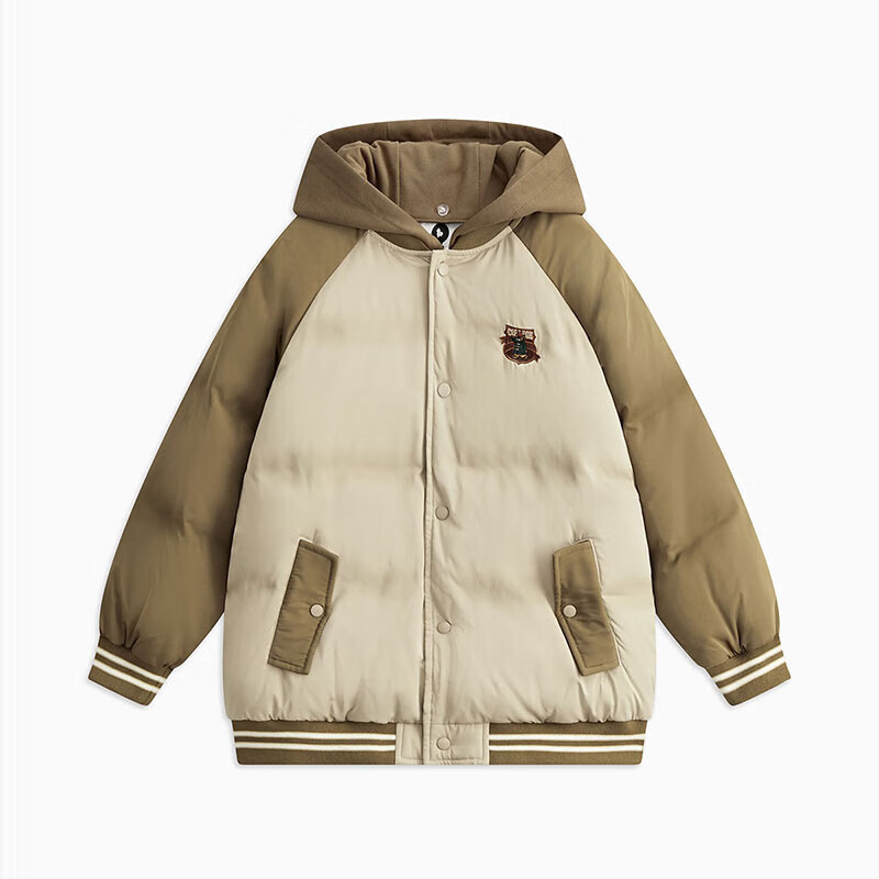 马骑顿（MQD）MQD童装男大童年冬季潮酷休闲保暖连帽羽绒服 卡其色 140