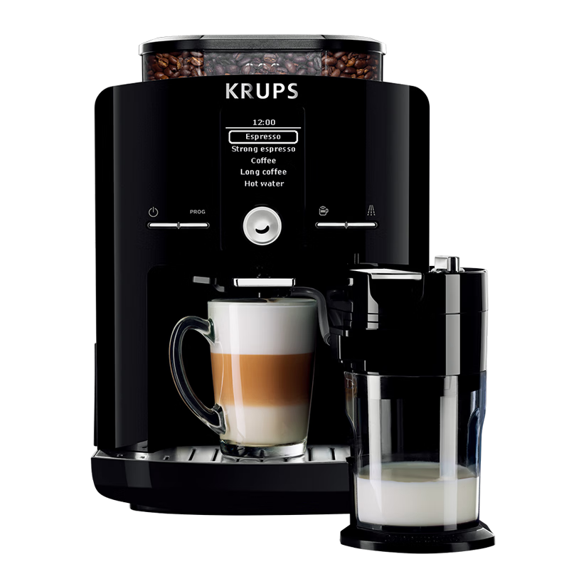 krups【国家补贴】克鲁伯全自动咖啡机 小型家用意式LED显示屏现磨豆独立奶罐 欧洲原装进口EA82F880