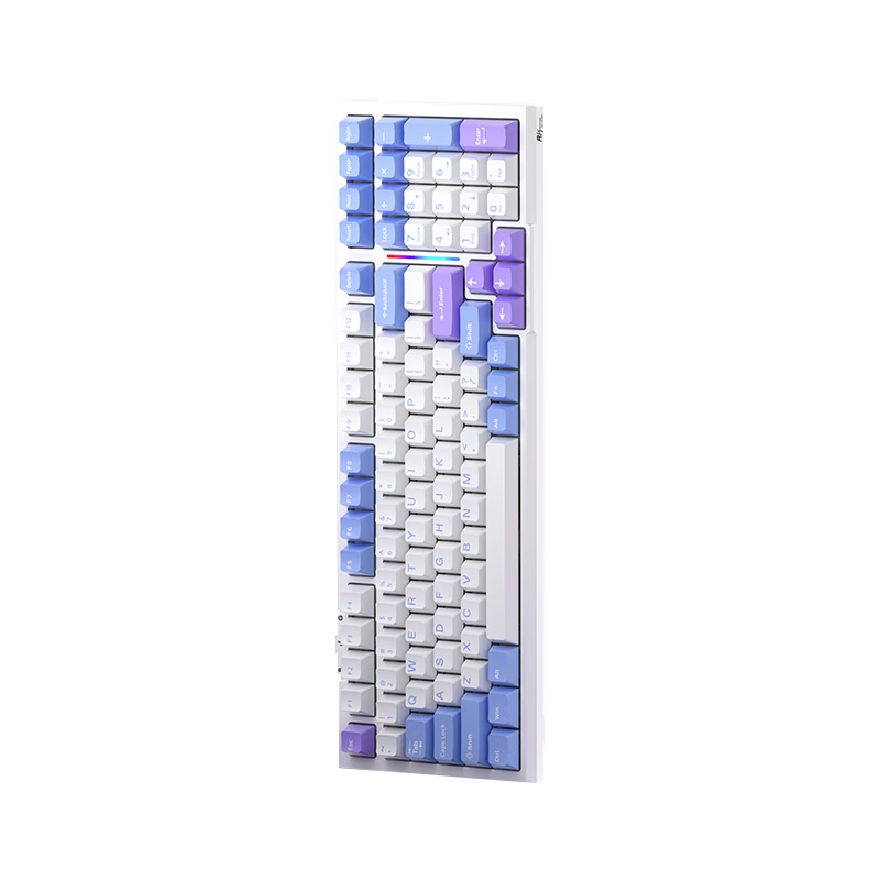 RK ROYAL KLUDGE R98三模機(jī)械鍵盤無線藍(lán)牙有線電競(jìng)游戲電腦辦公客制化熱插拔98鍵側(cè)刻女生打字煙雨軸V2 奶芋-煙雨軸V2-三模