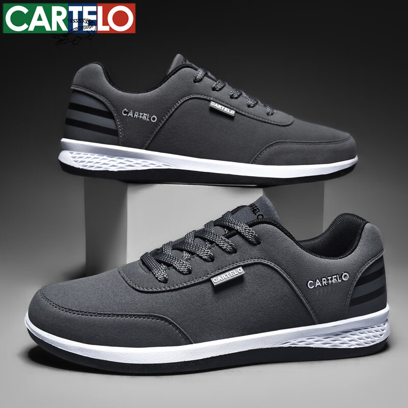 卡帝乐鳄鱼男鞋春秋透气薄款网面飞织网鞋四季旅游户外运动休闲鞋男士鞋子男 深灰[四季款] QH2032 42 [运动鞋码]
