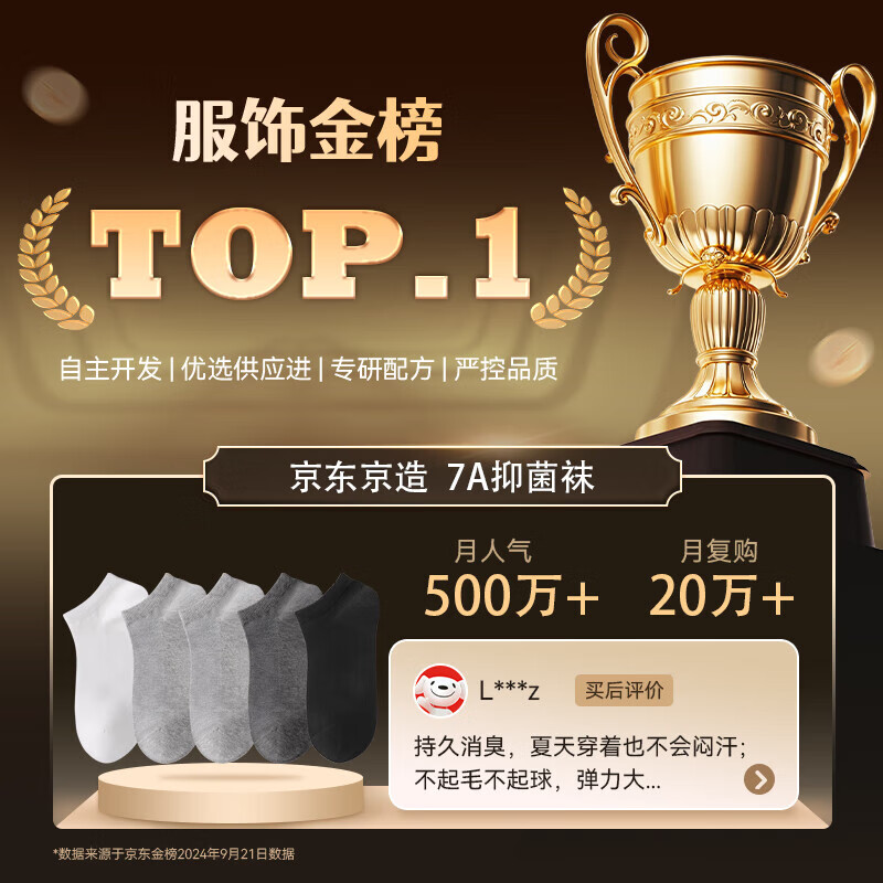 京东京造【10A/7A抑菌混发】男士袜子男四季春吸汗休闲中筒袜透气