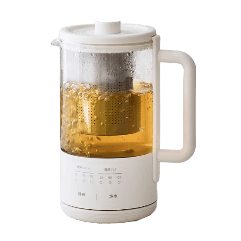 olayks 立时一盏壶小养生壶煮茶器电热养生杯水茶壶迷你多功能中药壶炖药壶办公室全自动恒温水壶小型烧 陶白色 0.6L 【316不锈钢底盘带滤网】