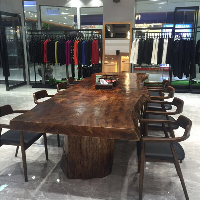 歌减2025新款实木大板茶桌现代简约功夫茶台新中式禅意办公室原木泡茶 单桌:300*(90-100)*75(厚8cm)