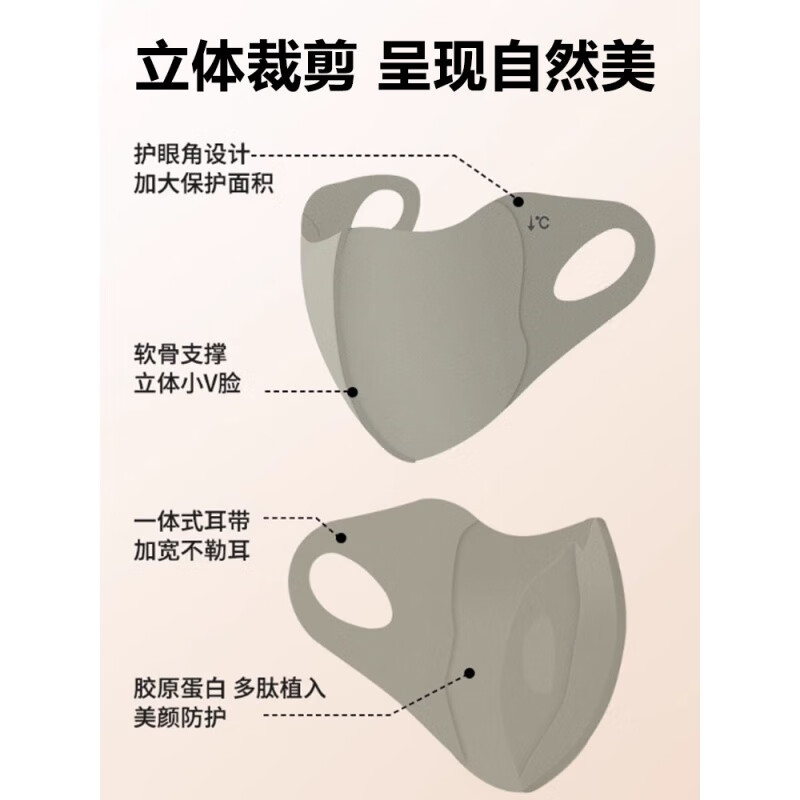 JCCJ德国品质防晒口罩女高颜值2025新款透气立体透气面罩无痕护眼 【柔和粉】 轻薄透气 99%阻隔紫 【无痕亲肤 修饰脸型】防晒口罩