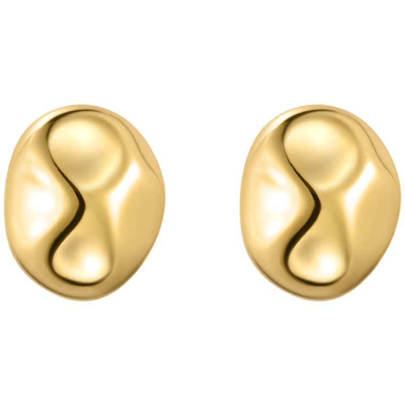 ZEGL真柳金色不規(guī)則925銀耳釘耳環(huán)輕奢高級感女生日禮物送閨蜜 金色不規(guī)則耳釘