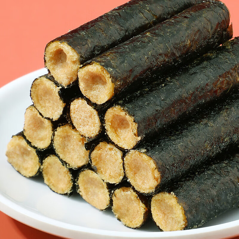味滋源海苔夹心卷 蛋黄肉松味 罐装夹心海苔卷紫菜卷儿童即食休闲零食 肉松味 100g*1罐