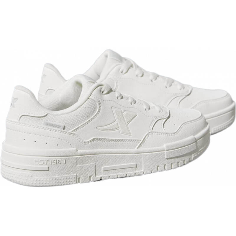 特步（XTEP）X空军一号升级款板鞋女春秋款运动鞋时尚耐磨防滑休闲百搭女鞋子 帆白（女） 38