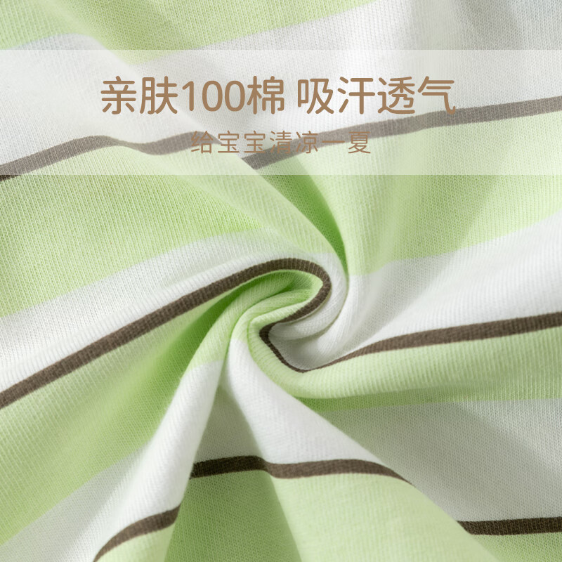 欢喜小熊 男童夏装薄款上衣衣服儿童夏天短袖童装宝宝夏季纯棉T恤 嫩草绿 100 (建议2-3岁身高90-100cm)