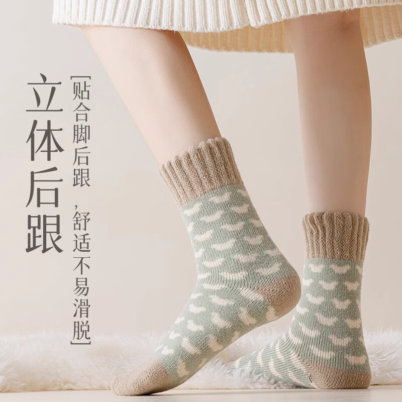 洛·恋袜子女春秋季羊毛绒保暖纯棉毛圈毛巾底加绒加厚中筒女士新款长袜 混色 【冬季保暖抗寒】 3双 均码 【颜色可选 拍下留言】