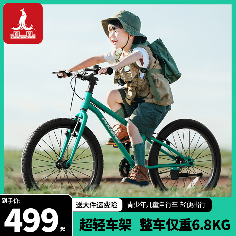鳳凰兒童自行車6-10歲自行車兒童單車青少年學(xué)生小孩自行車兒童山地 國王綠鋁合金+標(biāo)準(zhǔn)鏈條款 24寸-建議身高140-170cm