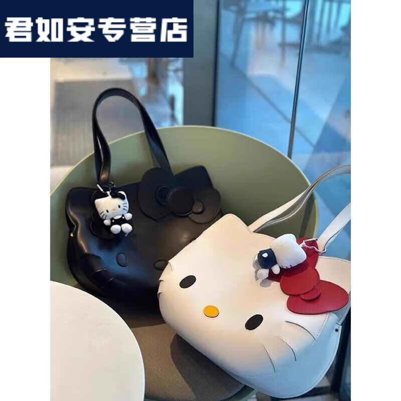 格里奥兹 GLIOZZIhellokitty联名款托特包潮流卡通可爱单肩包蝴蝶结凯蒂猫手提健身 白色大号