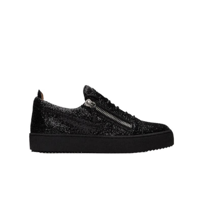 giuseppe zanotti/朱塞佩·萨诺第男士低帮休闲运动鞋圆头系带侧拉链
