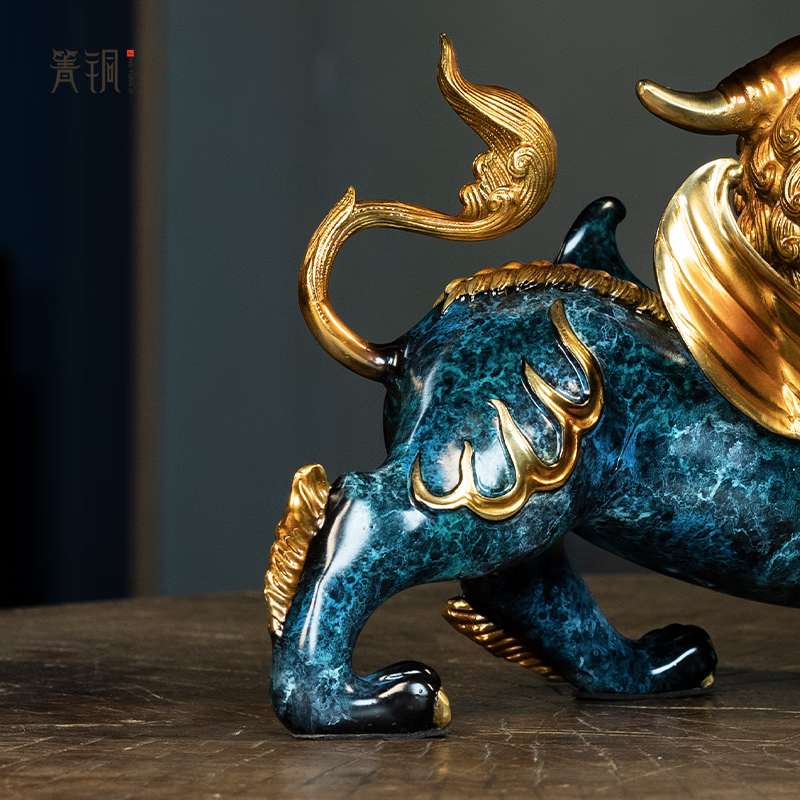 箐铜记《招财进宝》飞天貔貅一对铜摆件家居装饰品客厅玄关礼品 飞天霸王貔貅一对 大号 新中式
