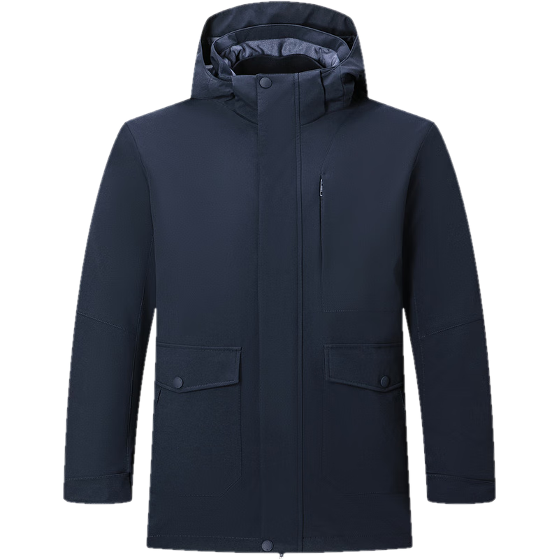 七匹狼【保暖三合一】连帽羽绒服抗静电肌理提花蓄热保暖男士外套 101(藏青) XL 175/92A