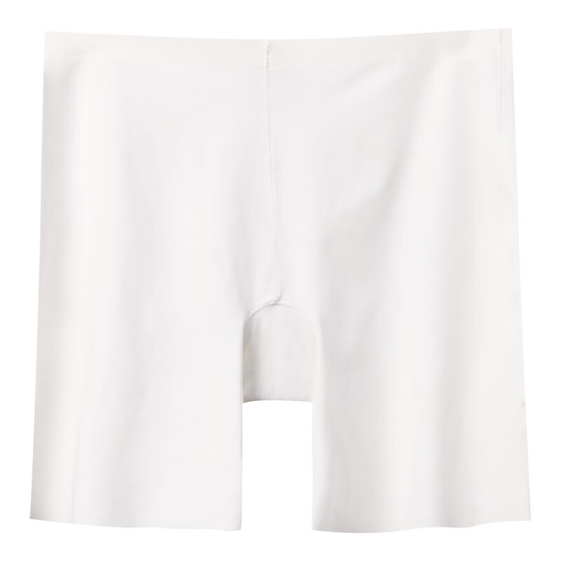 日系无痕平角裤蜜桃防夹臀无痕舒适一片式中腰网纱内裤 白色 M