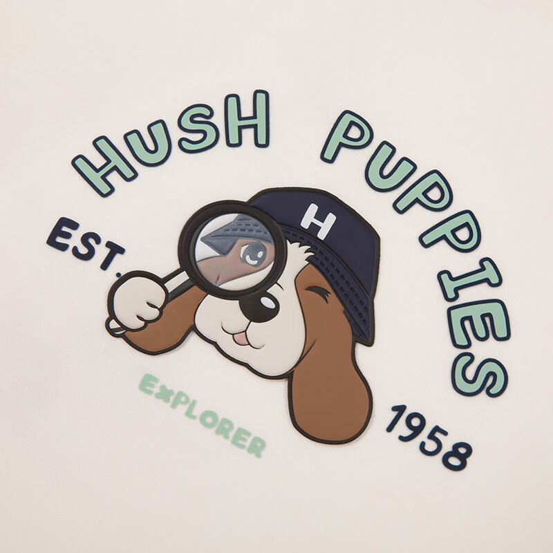 暇步士（Hush Puppies）【莱卡】童装儿童男小童春季新款弹力时尚简约潮流套装 米白色 【宽松版】 130
