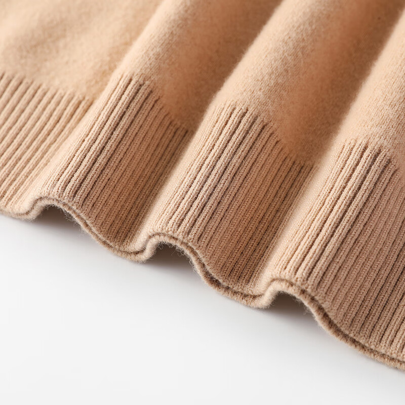 恒源祥厚款保暖纯羊毛衫女秋冬季新款高领套头毛衣纯色打底女装针织衫 奶咖色 M /165/88A