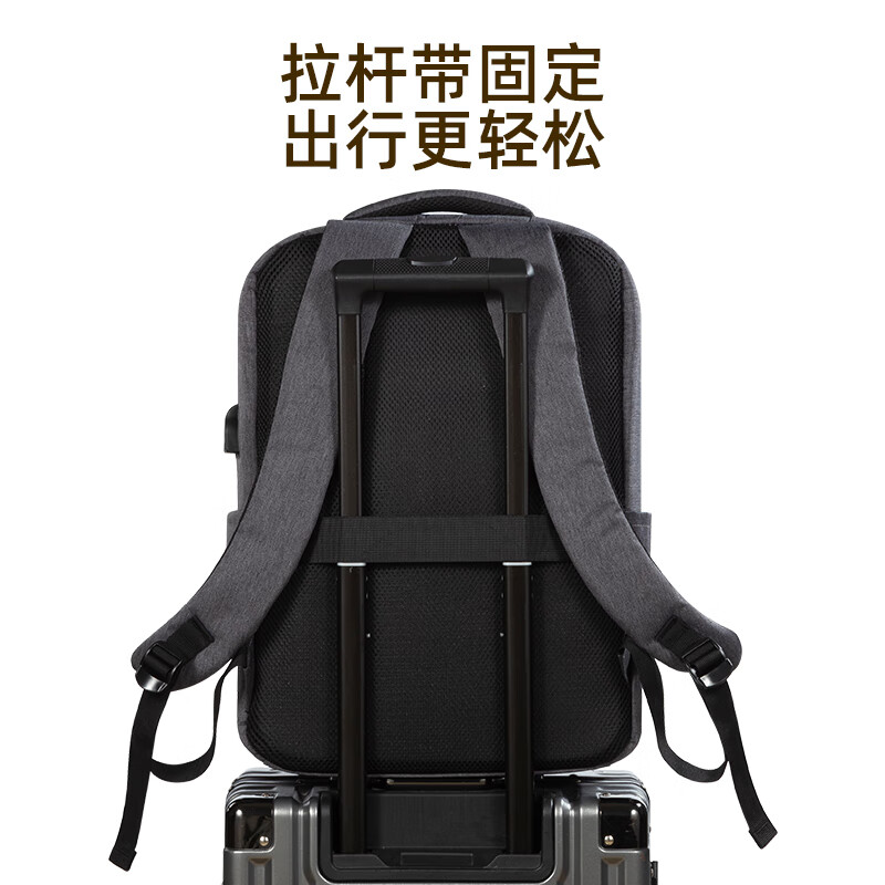 WOMT无墨双肩包男大容量商务旅行背包15.6英寸笔记本电脑包 节日礼物男士 深灰色双肩包 15.6/16英寸