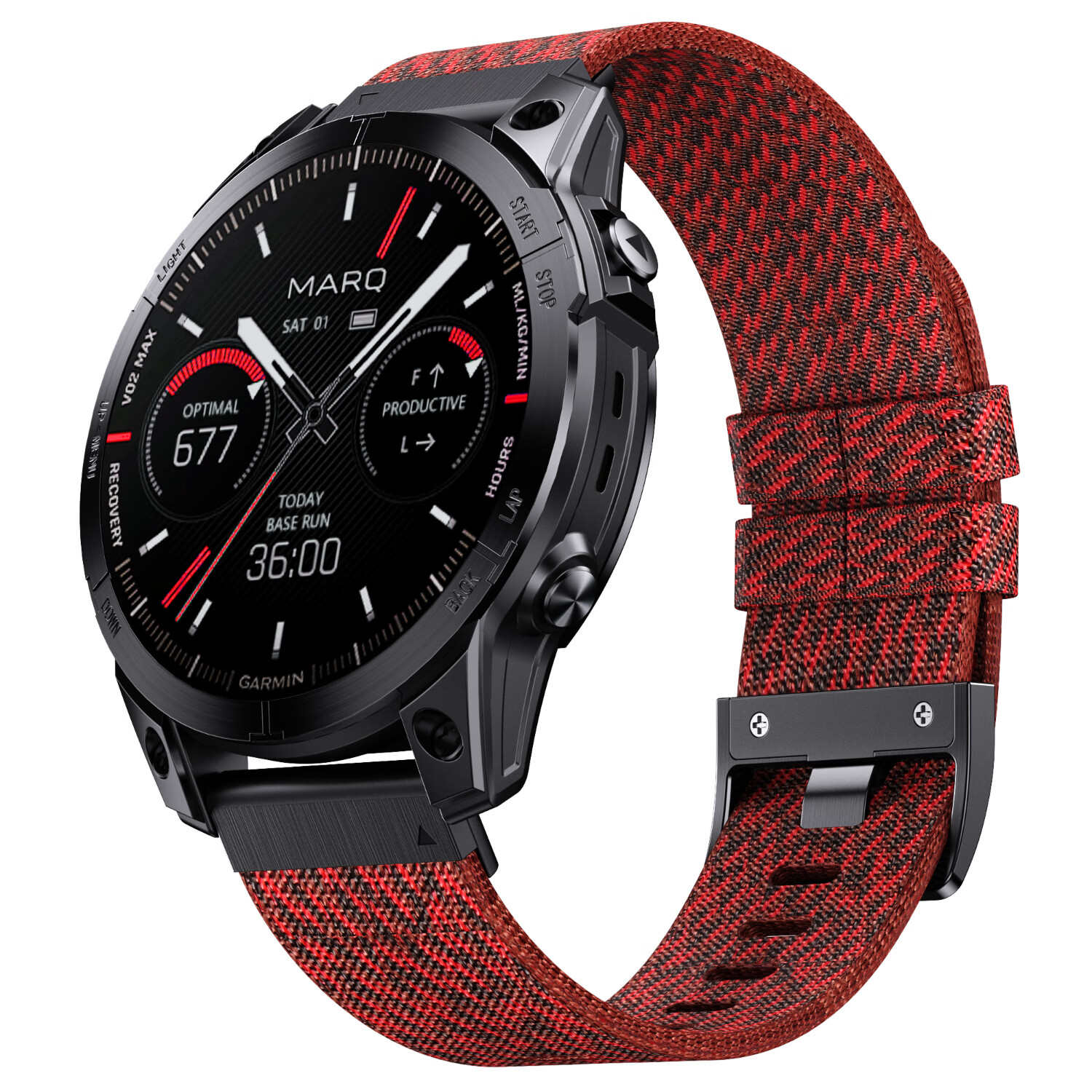 ENDUROBAND适用于佳明fenix8/7X/6X飞耐时5Xfenix3原装尼龙快拆表带提花表带手表替换带 红色提花-黑扣织带圈 佳明22mm接口