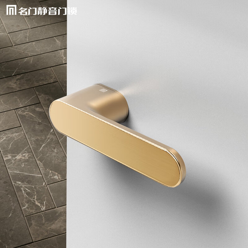 名门极简卧室门锁室内磁吸木门锁具现代家用静音生态房门锁门把手 【圆执手】拉丝金-磁吸静音 左开