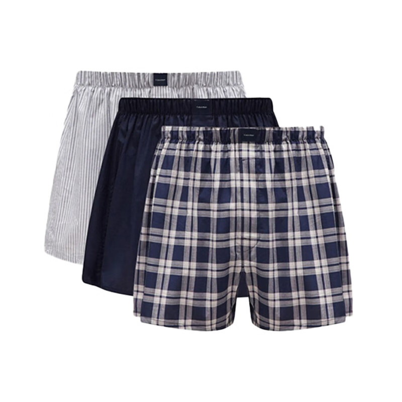 Calvin Klein男士透氣舒適內(nèi)褲阿羅褲000NB4006A TMM深藍(lán)/條紋/格子 XL 