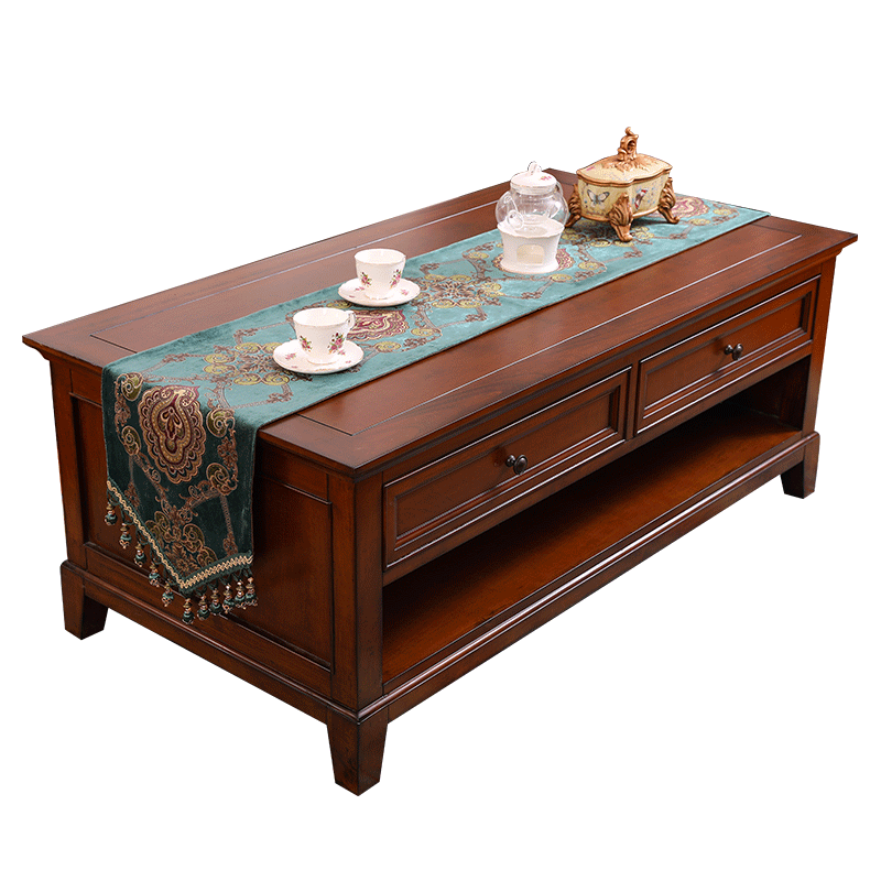 卡琳夫人（Ms.Karin） 桌旗茶幾布新中式古典桌墊餐墊美式奢華餐桌旗歐式電視柜旗玄關(guān) 復(fù)古綠 桌旗30*210cm(適合150-170餐桌)