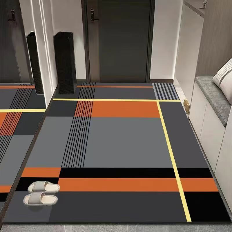 伯沙顿轻奢硅藻泥入户地垫门口浴室卫生间吸水防滑速干玄关厨房家用门垫 几何+10 80*120cm防滑硅藻泥