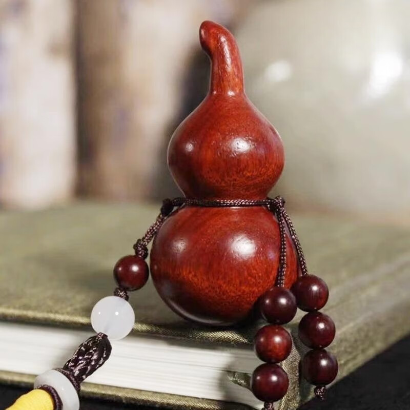 淑雀正宗印度小叶紫檀葫芦手把件挂绳文玩精品汽车挂件盘玩木雕小摆件 小叶紫檀精品葫芦 3.5*6.5公分