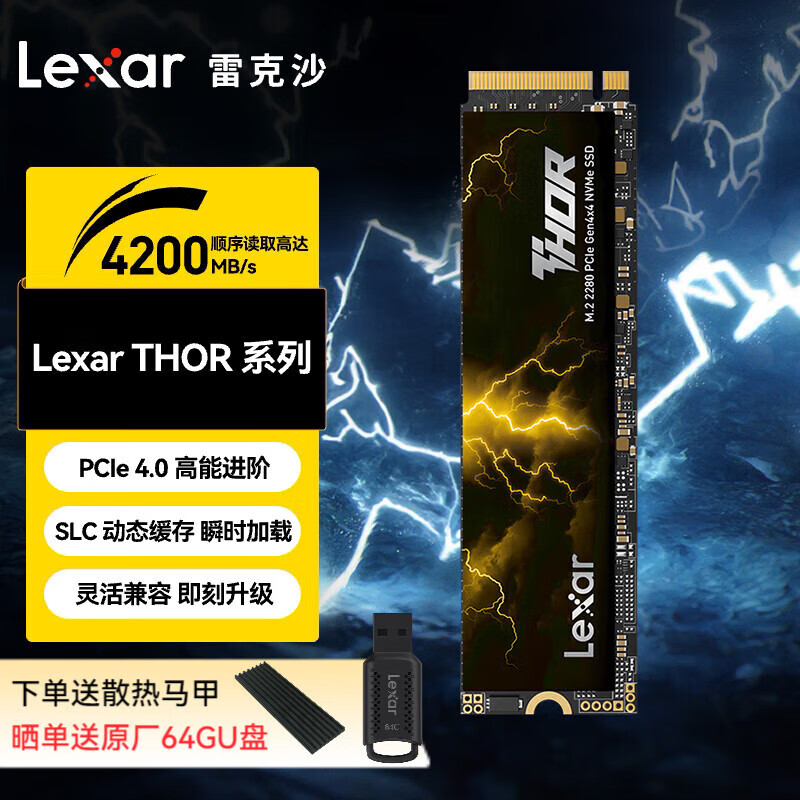 雷克沙THOR雷神 SSD固态硬盘PCle4.0×4 NVMe m.2固态硬盘台式机笔记本 雷神THOR 1TB 电竞级 高速游戏