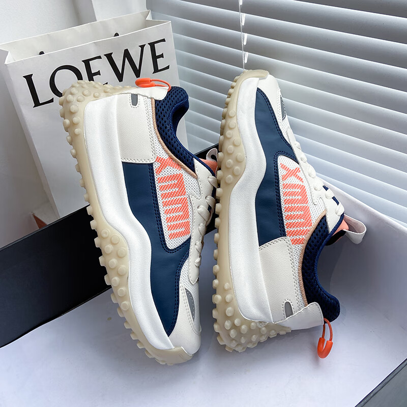 将远行女鞋运动鞋休闲鞋女春季新款网面透气老爹鞋舒适软底时尚跑步鞋女 蓝色 40 (尺码偏小,建议拍大一码)