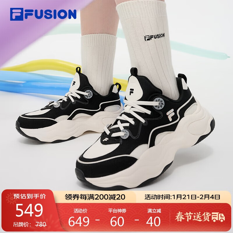 FILA FUSION斐乐潮牌女鞋帆布鞋泡泡鞋2024秋休闲鞋运动鞋