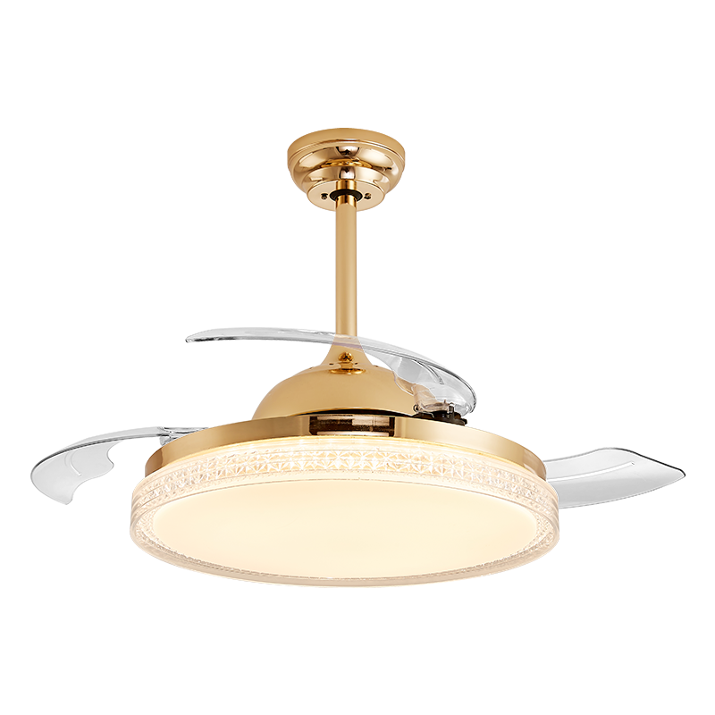 雷士照明(NVC)led客厅灯风扇灯吊扇灯 隐形led餐厅电扇灯卧室书房客厅水晶轻奢灯饰灯具通风换气 夏颜 36瓦三色调光+6档风速+正反转-电镀法国金