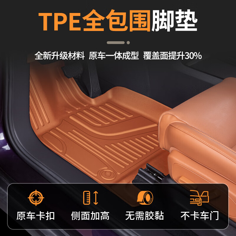 金瀚杰专用2024款蔚来ONVO乐道L60汽车脚垫TPE全汽车大包围双层地毯丝圈 单层-橙色环保TPE脚垫