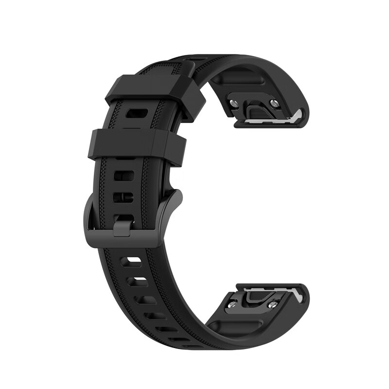 万浮生适用佳明Fenix7S硅胶手表带Garmin飞耐时5/6S通用pro快拆替换腕带 黑色 佳明fenix 7S 适用