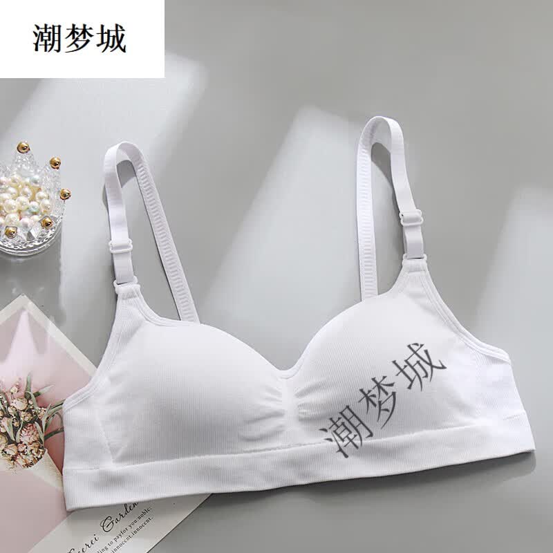 潮梦城少女文胸高中生15到18岁无钢圈内衣罩小胸聚拢收副乳 白色 32/70 AB通用罩杯