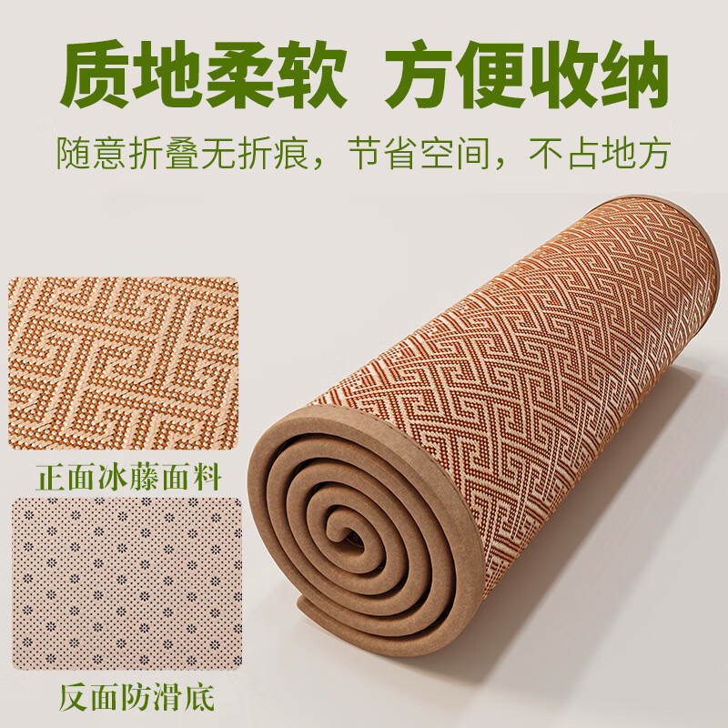 鹿婕夏天沙发凉席坐垫实木防滑垫子沙发垫罗汉床加厚海绵新中式夏天款 冰感纹路-金色-(2cm厚度) 70cm*240cm