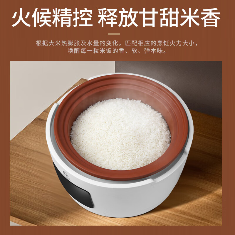 新创埼真紫砂锅电饭煲0涂层家用1-5人智能多功能柴火饭电饭锅炖汤砂锅蒸米饭锅预约定时3L 白色 3L (紫砂内胆+紫砂双盖)纯净