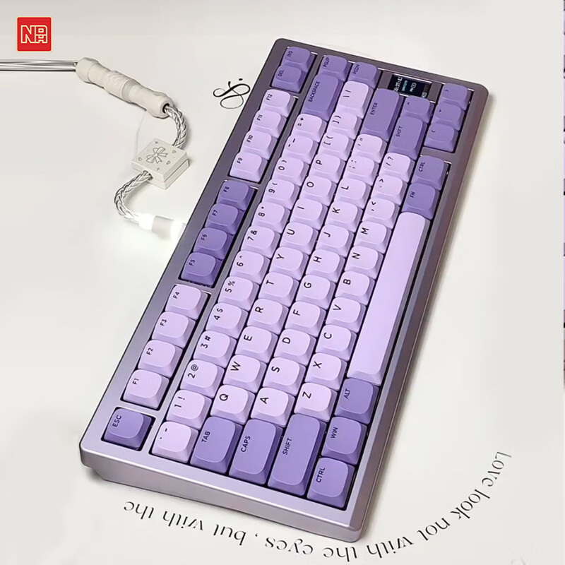 NDNH三模MAC无线蓝牙超薄矮轴屏幕全铝办公客制化not defined 键盘 ND75LP紫藤220目阳极RGB矮轴 三模