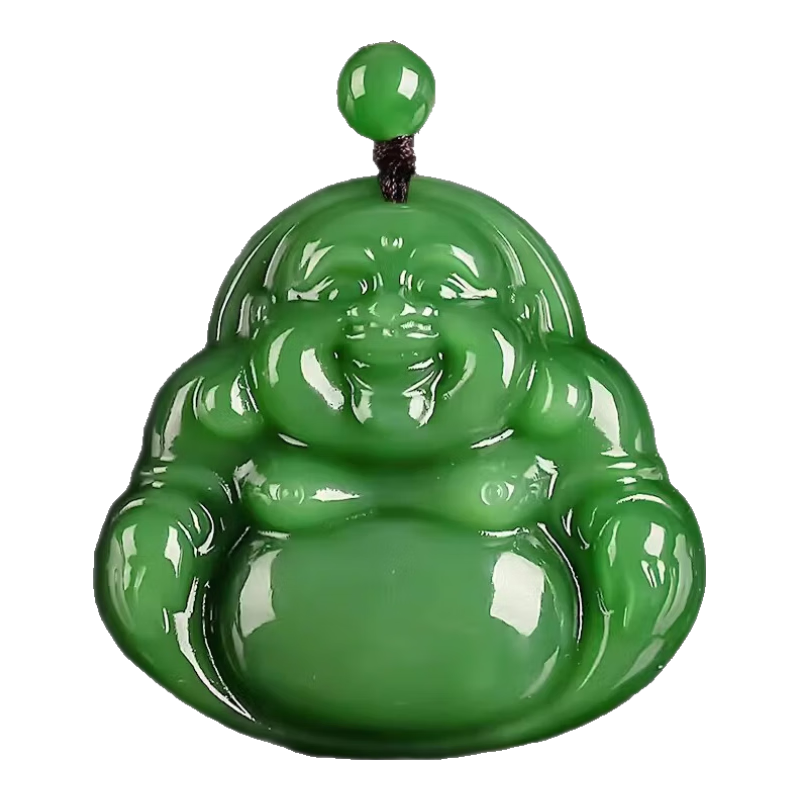 碧玉尊和田玉佛公吊墜菠菜綠碧玉玉佛笑佛掛件女款玉墜