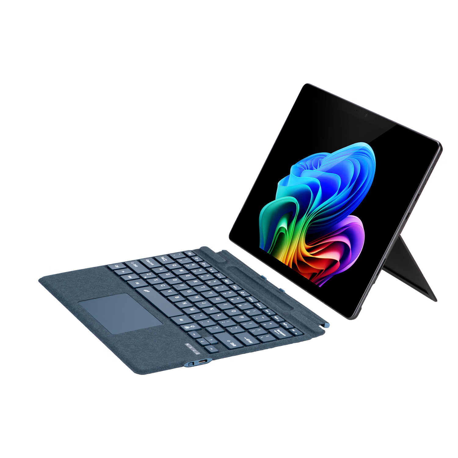 佐佑小子微软surface键盘 pro7+/6/5/4/3微软蓝牙键盘盖代平板保护套磁吸go4/go2/go3触控蓝牙键盘鼠标套装 pro3/4/5/6/7【灰沽蓝】键盘+鼠标