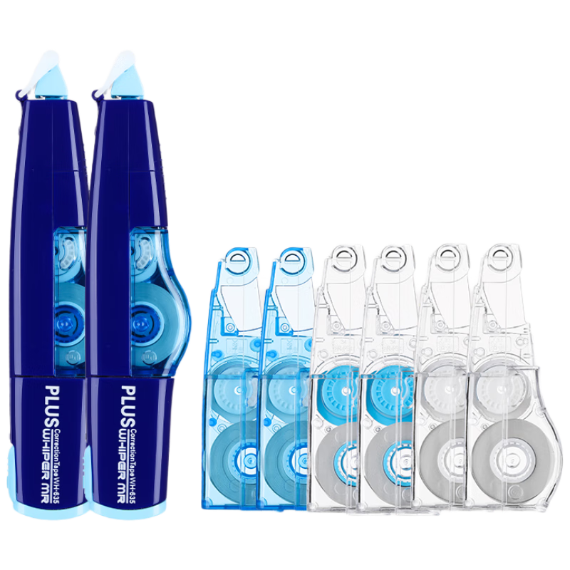 普樂(lè)士PLUS MR修正帶48M大容量學(xué)生用涂改帶可換替芯款改正帶智能滾輪修正貼實(shí)惠裝藍(lán)色 2本體+6替芯